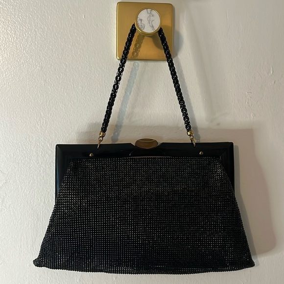 VTG 1940’s Mesh Whiting & Davis Black Handbag - Picture 2 of 8
